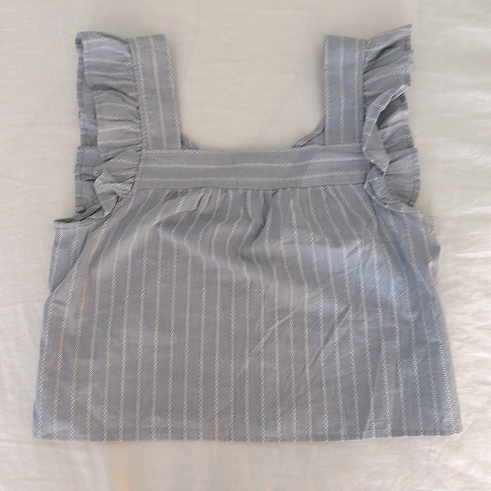 Madewell Blue Ruffle Top